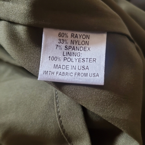 Amy Matto New York Army Green & Cream Long Sleeve Sz. 8 Dress - Picture 5 of 11